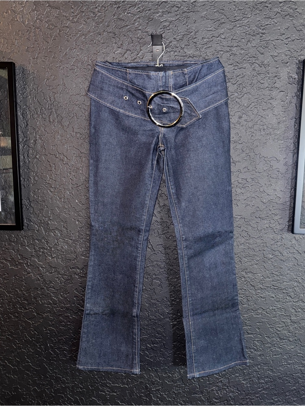 D&G Dark Indigo Wide-Leg Jeans with Statement Ring Belt